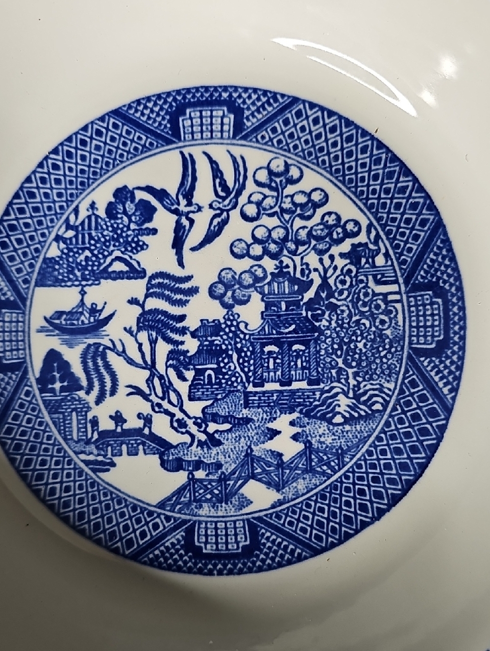 Willow Blue and White Ceramic Serving Bowl - Picture 2 of 3